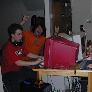 Me with the red spray-painted monitor in 2003